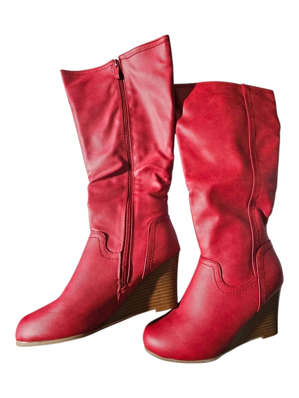 Journee Collection Burgundy Knee High Boots